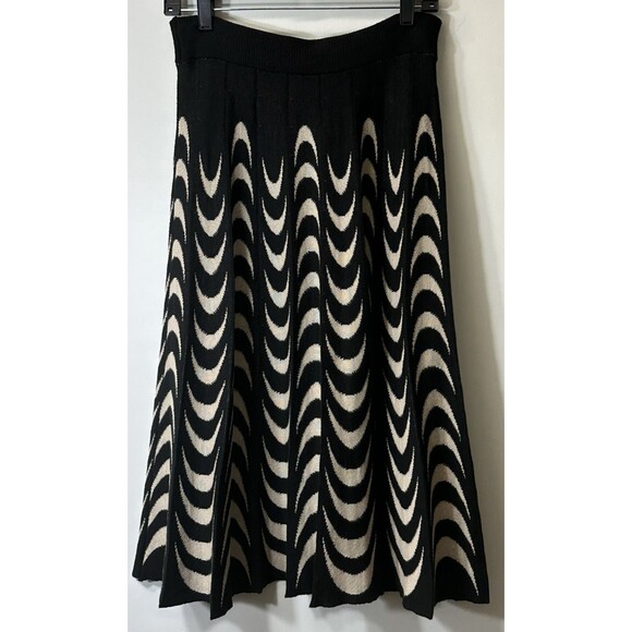 KIKIT Skirt Tan/Black Size M A-Line Knee Length Geometric Pull On Cotton Blend - Picture 5 of 10